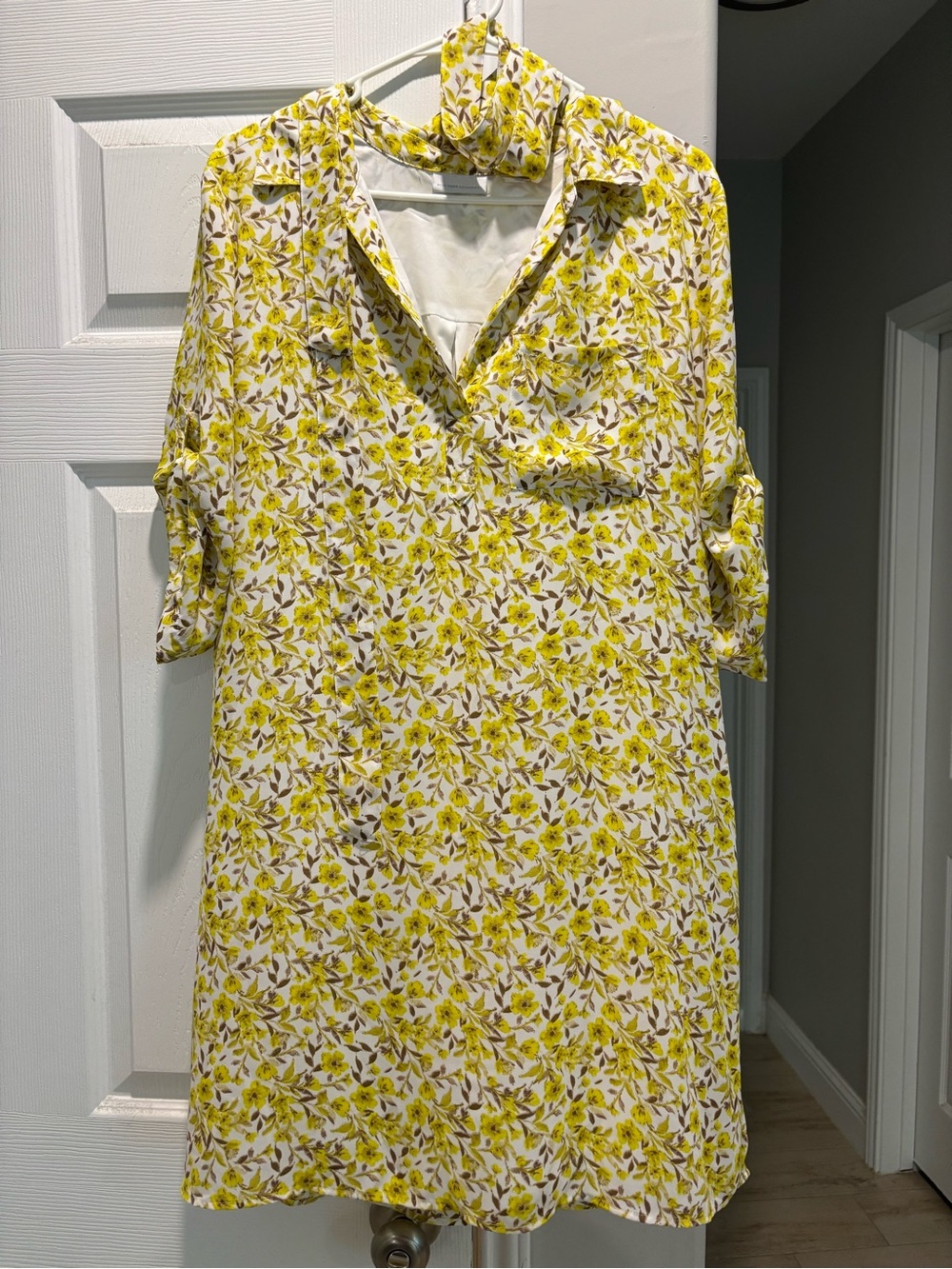 Floral Yellow V-Neck Women's Dress
